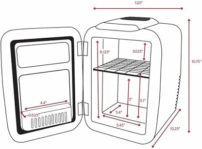 Cooluli Mini Fridge for Bedroom - Car, Office Desk & Dorm Room - Portable 4L/6 Can Electric Plug In Cooler & Warmer for Food, Drinks, Skincare Beauty & Makeup - 12v AC/DC & Exclusive USB Option, Black