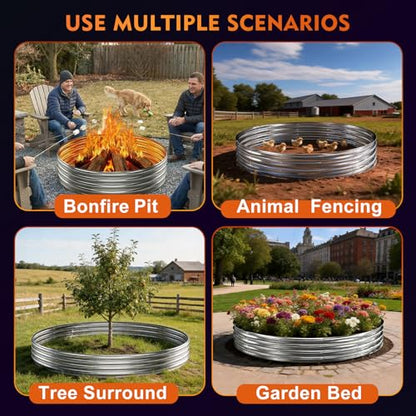 Fire Pit Ring for Outside Wood Burning, 60in Outdoor Fire Pit, Heavy Duty Steel Burn Pit for Backyard, Camping, Bonfire, Modern Style Large Metal Fire Pit Ring