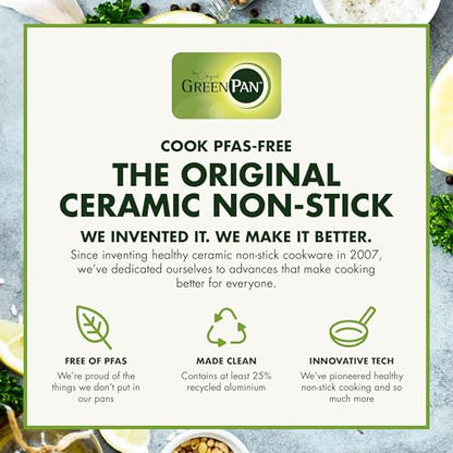GreenPan Valencia Pro Hard Anodized Healthy Ceramic Nonstick 8" Frying Pan Skillet, PFAS-Free Cookware, Stainless Steel Handle, Induction Suitable, Dishwasher Safe, Oven Safe, Gray