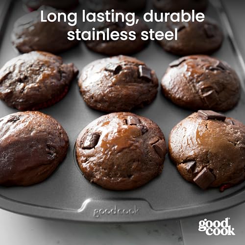 GoodCook Everyday Nonstick Steel Mini Muffin Pan , 12 cup, Gray