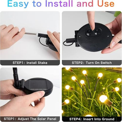 10-Pack Solar Garden Lights, 80 LED Solar Lights Outdoor for Garden Decor, Waterproof Firefly Light Outdoor (Sway by Wind), Swaying Light for Outside Yard Pathway Landscape Decorations (Warm White)