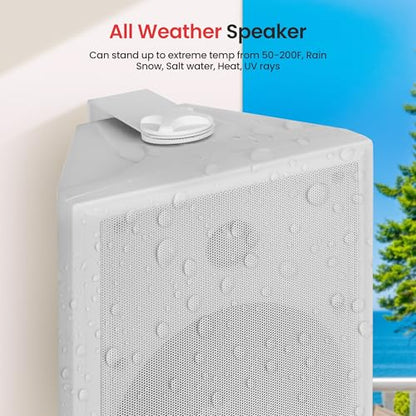 Pyle Home Pyle PDWR63 Dual Waterproof Outdoor Speaker System-6.5 Inch Pair of Weatherproof Wall or Ceiling Mounted White Speakers w/Heavy Duty Grill,Universal Mount-for Use in The Pool,Patio