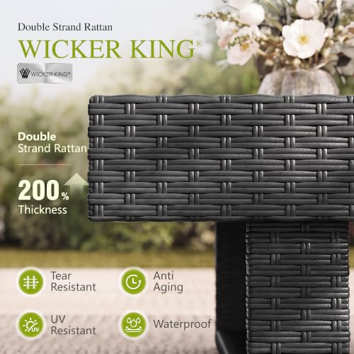 Sophia & William 4 Piece Wicker Patio Furniture Set with 8.7" Gray Cushion