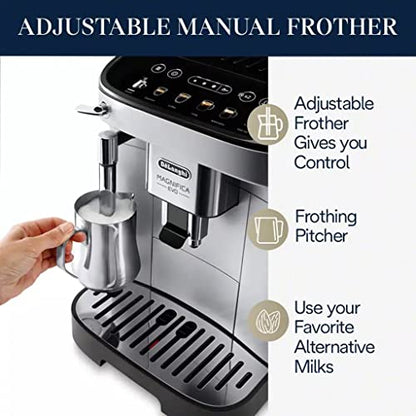 De'Longhi Magnifica Evo Espresso Machine, Manual Milk Frother, Silver