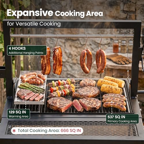 Argentine Santa Maria Grill with Adjustable Height Grates for Outdoor Grill
