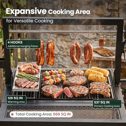 Argentine Santa Maria Grill with Adjustable Height Grates for Outdoor Grill