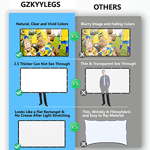 GZKYYLEGS Projector Screen with Stand 120 Inch Foldable Portable Movie Screen 16：9 HD 4K Double Sided Projection Movies Screen with Carry Bag for Indoor Outdoor Home Theater Backyard Cinema Travel