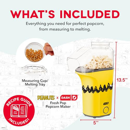 Peanuts x Dash Fresh Pop Popcorn Maker, 16-Cup Hot Air Popper