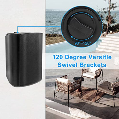 Herdio 6.5 Inch 400W Outdoor Speakers Wired Waterproof with Powerful Bass,Wall Mount Speakers for Patio Garage Covered Deck,All-Weather(Pair,Black)