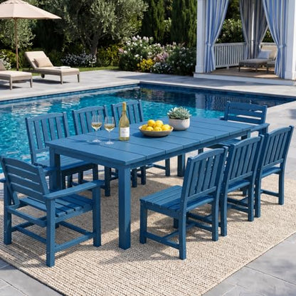 Patio Kingdom 9-Piece Outdoor Dining Set for 8, Navy Blue
