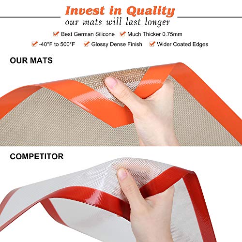 MMmat Silicone Baking Mat - Best German Silicone - Non Slip Silicone Baking Sheet, Non Stick Reusable Silicone Mats for Baking, Oven Liner, Counter Mat - Half Sheet Baking Mat, Set of 2
