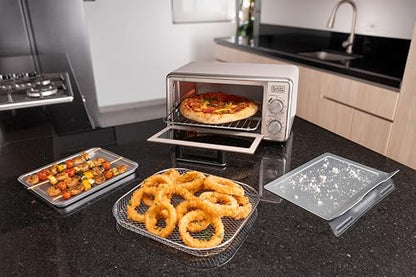BLACK+DECKER Crisp N Bake™ PRO 4-Slice Digital Air Fry Toaster Oven, 5 Cooking Functions, Convection Countertop Oven, Fits 10” Pizza or 9” Cake Pan, 30-Minute Timer + Stay On, Stainless Steel Accents