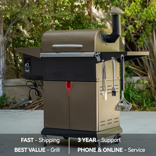 Z GRILLS 8-in-1 Outdoor BBQ Grill with PID 3.0 Controller, Wood Pellet Smoker, Auto Temperature Control, Huge Storage Cabinet Side Shelf with Tool Hooks, 572 sq in Cooking Area for Camping Party