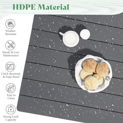 AMERLIFE 7-Piece Outdoor Dining Set for 6, 71" HDPE Patio Table, Grey