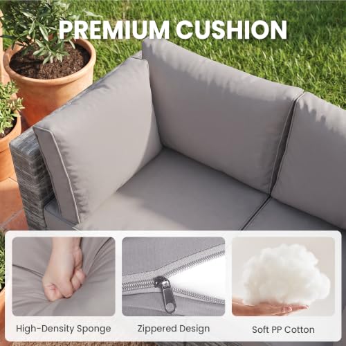 BJROESUW 7 Piece Patio Furniture Set, Outdoor Wicker Sectional Sofa Set