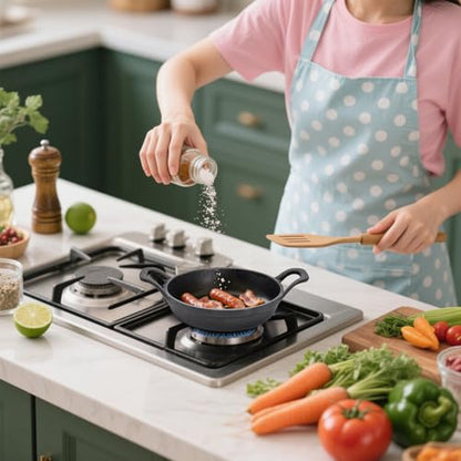 Hiceeden 4 Pcs Small Cast Iron Skillets, 6.3 x 6.3 x 1.6 Inch Non-stick Cast Iron Pan, Mini Frying Pans with Double Handle for Stove, Oven, Grill Safe, Indoor and Outdoor Use