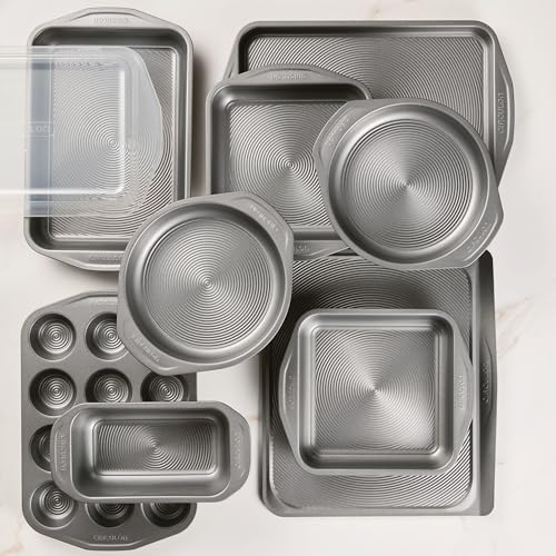 Circulon Total Nonstick Bakeware Set, Metal Baking Pans Set, 10-Piece, Gray