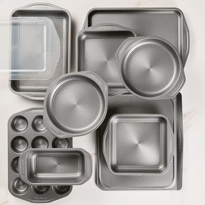 Circulon Total Nonstick Bakeware Set, Metal Baking Pans Set, 10-Piece, Gray