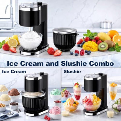 Ice Cream Maker & Shaved Ice Machine, 2-in-1 Slushie Machine