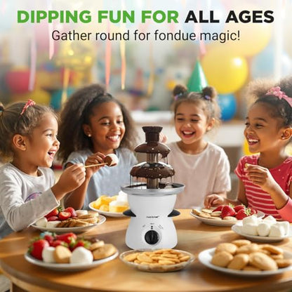NutriChef Electric 3 Tier Chocolate Fondue Fountain | Countertop Chocolate Melter & Warmer Pot | Easy-to-Clean, Perfect for Dipping Strawberries, Marshmallows & Fruit | Pot Capacity 16 OZ