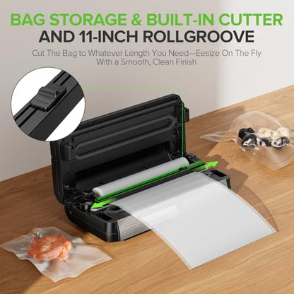 JLHSWENND Vacuum Sealer for Food, 95kPa Food Saver Vacuum Sealer Machine, Dry/Moist Food, Automatic Food Sealer, Touch Display, Double Heat Seal (Gunmetal Steel)