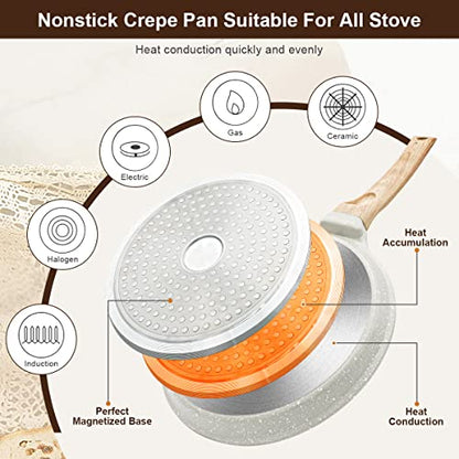Bobikuke 8 inch Crepe Pan, Nonstick Pan for Crepes Omelette Tortillas,White