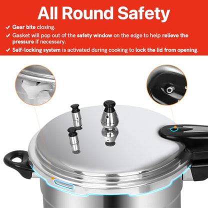 Fulgutonit 5.3 Quart Pressure Cooker, 10 Psi Induction Compatible Pressure Canner w/Multiple Pressure Control & Protection, Canning Rack Included