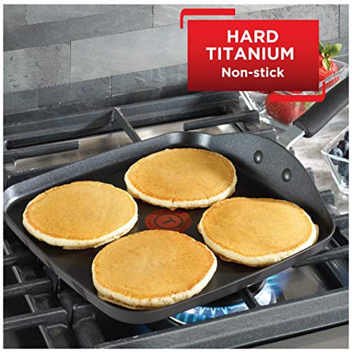 T-Fal Ultimate Hard Anodized Nonstick Griddle 10.25 Inch Oven Broiler Safe 400F Cookware, Pots and Pans, Dishwasher Safe Onyx