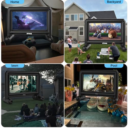Inflatable Projector Screen for Outside 15ft Blow Up Movie Screen Outdoor with Air Blower, Easy Set Up Inflatable TV Home Theather for Backyards Movie Nights Party Fun, Support Front Rear Projection