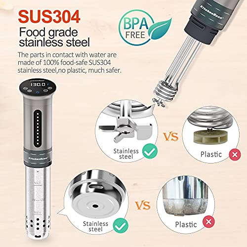 KitchenBoss Sous Vide Cooker Machine | 1100 Watts IPX7 Waterproof Sous-Vide G310/Silver | Suvee Cooker | Accurate Temperature Control Sous Vide Digital Display | Thermal Immersion Circulator