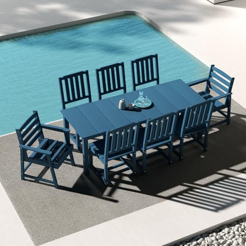 Patio Kingdom 9-Piece Outdoor Dining Set for 8, Navy Blue