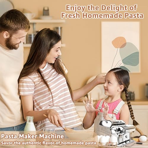 3 in 1 Pasta Maker - 7 Thickness Noodle Maker with Roller & 2 Width Cutters