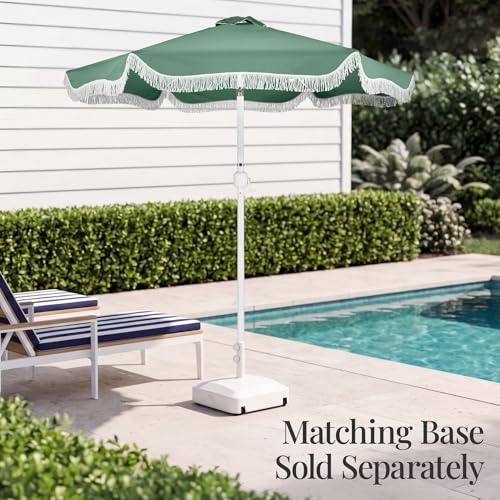 Best Choice Products 9ft Fringe Market Patio Umbrella – Outdoor Boho Tassel Sunshade for Table, Pool, Deck, Backyard – UPF50+, Easy Tilt, Heavy Duty Steel Pole & Ribs - Seaglass