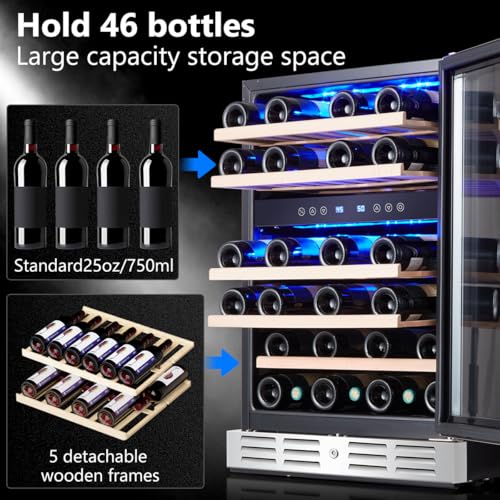 Kalamera 24 inch Wine Cooler, 37 Bottle Dual Zone Built-in or Freestanding