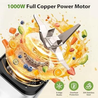 KOIOS 4-in-1 Blender/Food Processor Combo Max 1000W, Dishwasher Safe