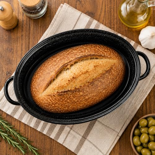 bajindan 16 Inch Enamel Roasting Pan with Lid & Rack, Oven & Dishwasher Safe Turkey Roaster, 932°F Heat Resistant, Includes Silicone Handles & Cleaning Sponges