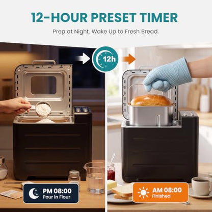 OLIXIS Bread Maker, 21-IN-1 Bread Machine, 2LB Automatic Stainless Steel