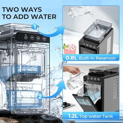 Antarctic Star Countertop Ice Maker, 26lbs/24H Ice Machine, Self-Cleaning Portable Ice Maker with 1.1lb Storage, 8 Bullet Ice in 6 Mins, Compact Ice Maker for Home/Office/Outdoor, Black