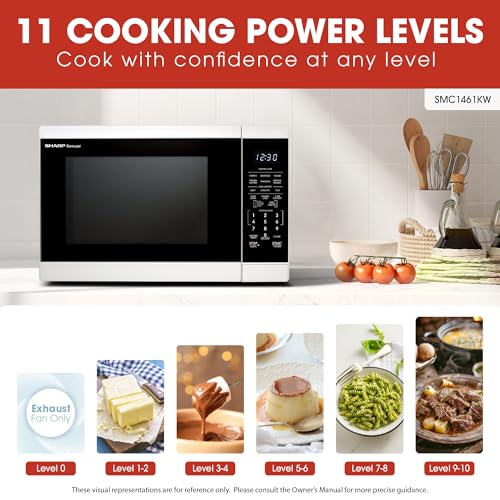 SHARP Countertop Microwave Oven with Removable 12.4" Carousel Turntable, 1100 Watt, 1.4 Cubic Feet, White