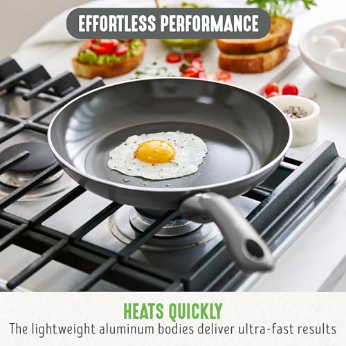 GreenLife Essentials 12 Piece Cookware Set, PFAS-Free Ceramic Nonstick Pots & Pans, Induction Ready for All Cooktops, Kitchen Cooking & Serving Utensils, Dishwasher Safe, Charcoal Gray