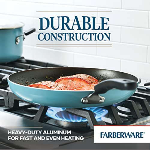 Farberware Cookstart Aluminum DiamondMax Nonstick Frying Pan, Large Skillet, 12.25-Inch, Aqua