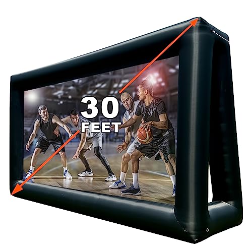 PPXIA Inflatable Screen Outdoor 30ft with Air Blower, Extra Large Blow Up Projector Screen for Outside Movie Nights Home Theater Backyards Pool BBQ Party Fun, Supports Front and Rear Projection