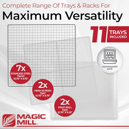 Magic Mill Pro 7-Tray Stainless Steel Food Dehydrator | Digital Timer & Temperature Control, Keep Warm Function, ETL Approved (Renewed)
