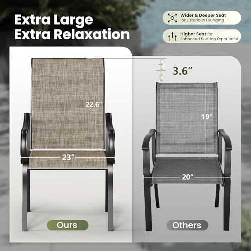 PHI VILLA 5 Pcs Patio Dining Set for 4, Round Metal Table & Mesh Chairs