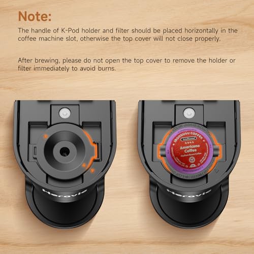 Horavie Small Single Serve Coffee Maker, Fast Brew One Cup Coffee Machine for K Cup and Grounds, 6 to 12 oz. Brew Sizes, Pod Coffee Maker with Descaling Reminder and Viewing Tank, Black
