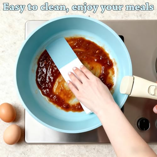 Fnorant 24 Pcs pots and pans set,cookware set non stick,pots and pans set Oven-safe and dishwasher-safe,PFAS/PFOA Free,Induction Dishwasher Oven Safe cookware set (Blue)