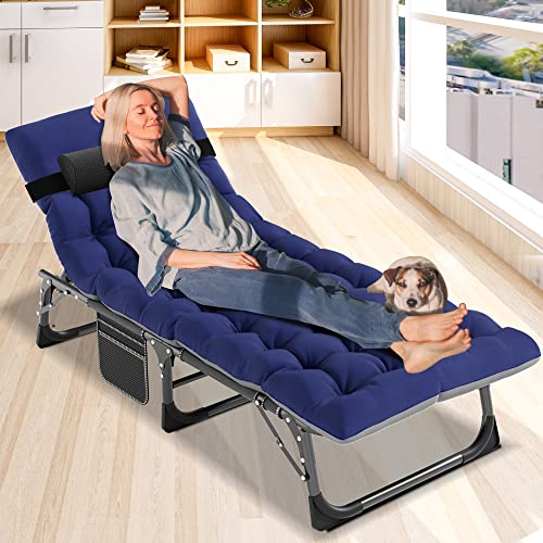 DoCred Chaise Lounge Chair, 5-Position Folding Outdoor Lounge Chair