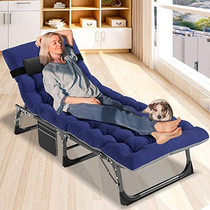 DoCred Chaise Lounge Chair, 5-Position Folding Outdoor Lounge Chair