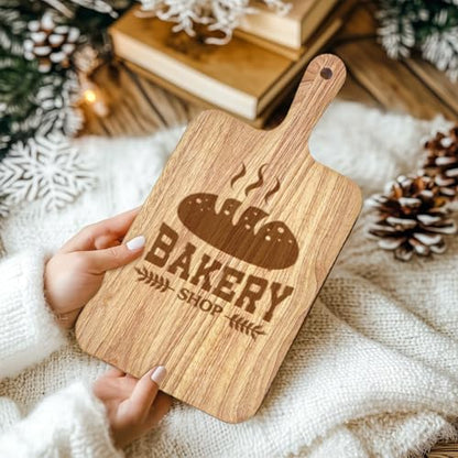 15 Pack Rubber Wood Cutting Board Bulk Wooden Serving Tray Kitchen Chopping Boards with Handle for Charcuterie Housewarming Gift (13.8 x 7 Inch)