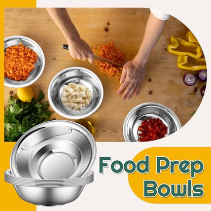 Tioncy 30 Pack Small Mixing Bowls, 3/4 Quart Stainless Steel Prep Bowl for Sauces, Snacks, Side Salads, 6.3 Inch Cooking Baking Bowls Set with Flat Base, Dishwasher Safe